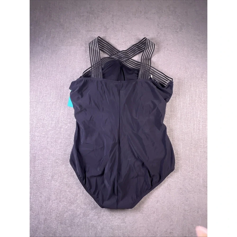 Aqua Green Women's Novelty‎ Trim High Neck One Piece Swimsuit Womens 2X NWT